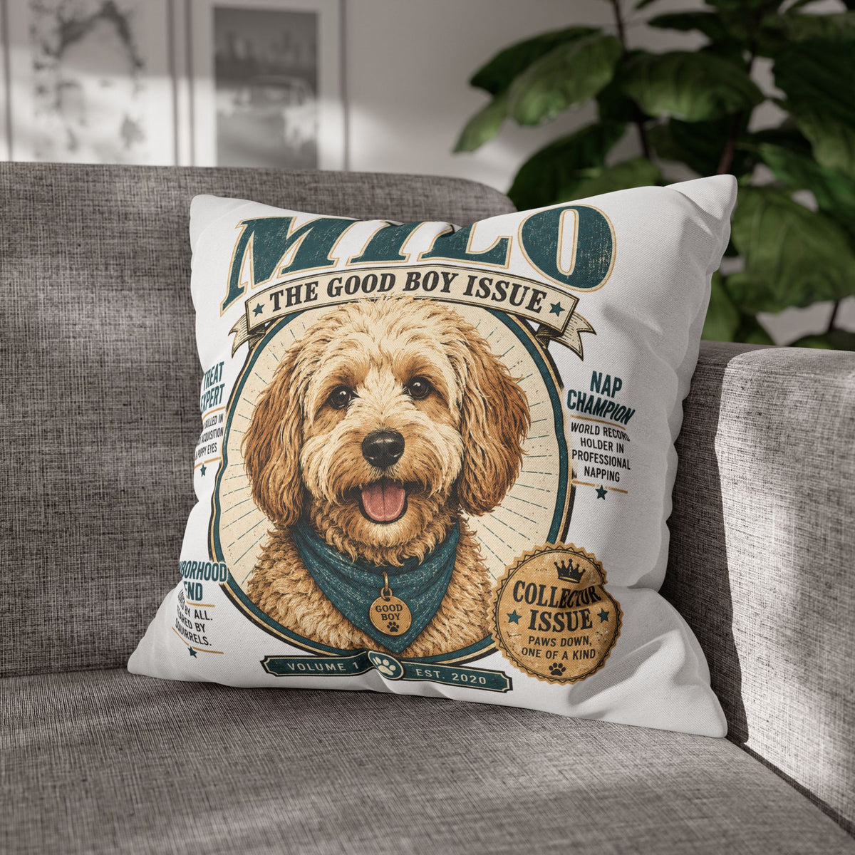 Milo "The Good Boy Issue" Decorative Pillowcase Milo Bailey Dog Dad Mom