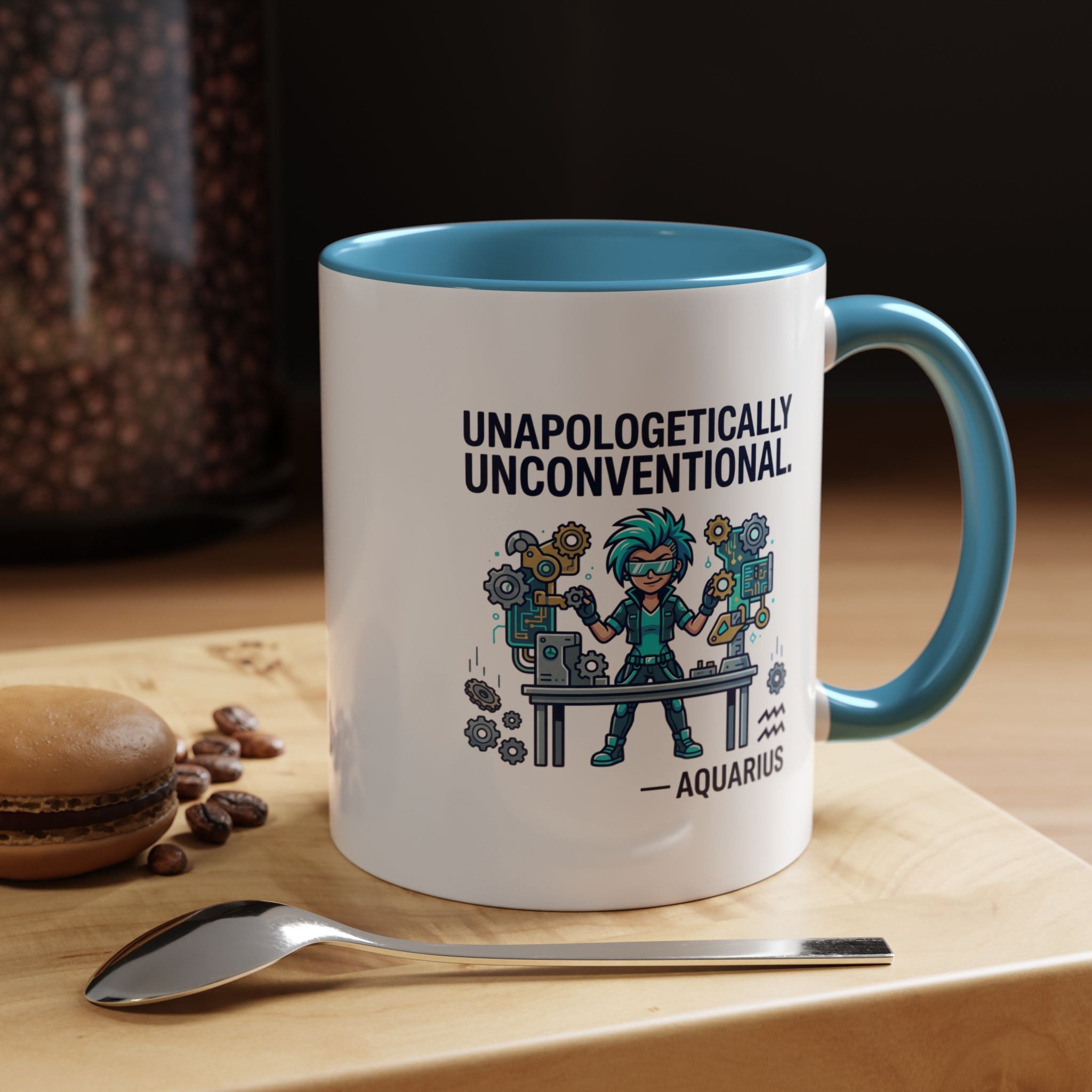 Aquarius Coffee Mug - "Unapologetically Unconventional" Zodiac Accent Mug 11oz