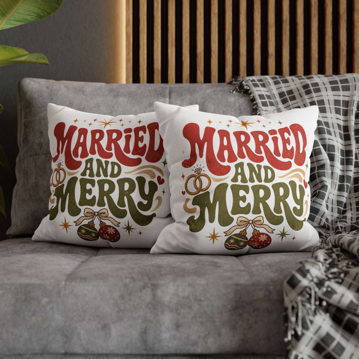 Christmas Married and Merry Holiday Pillowcase