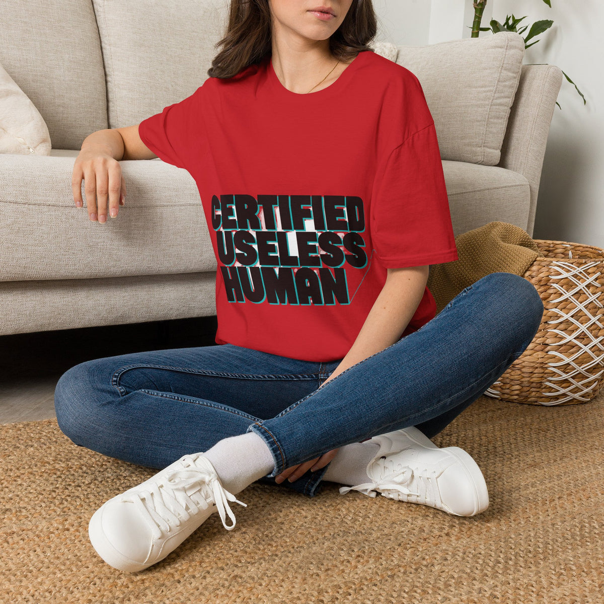 "Certified Useless Human" Block Typography Tee | Ironic Sarcastic Meme T-Shirt - Trending Now - September 2026