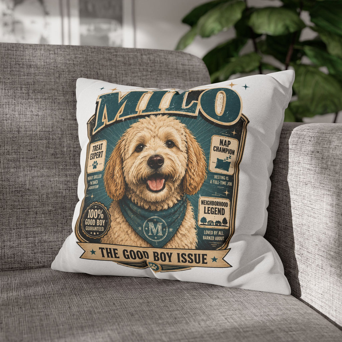 Milo 'The Good Boy Issue' Decorative Pillowcase Milo Bailey Dog Dad Mom