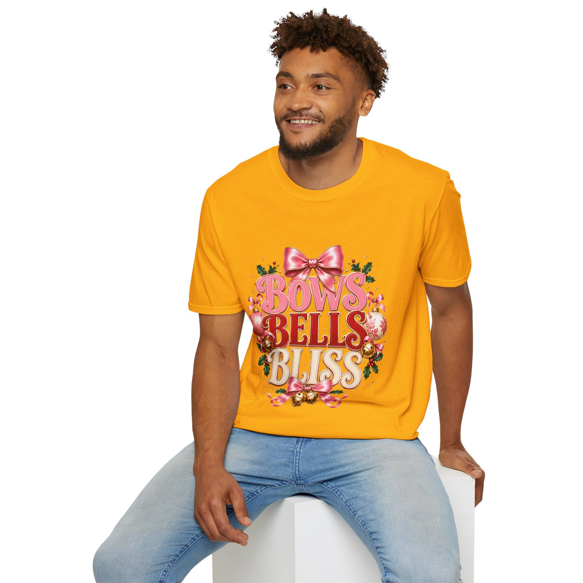 T-Shirt — Bows Bells Bliss Christmas Graphic Tee