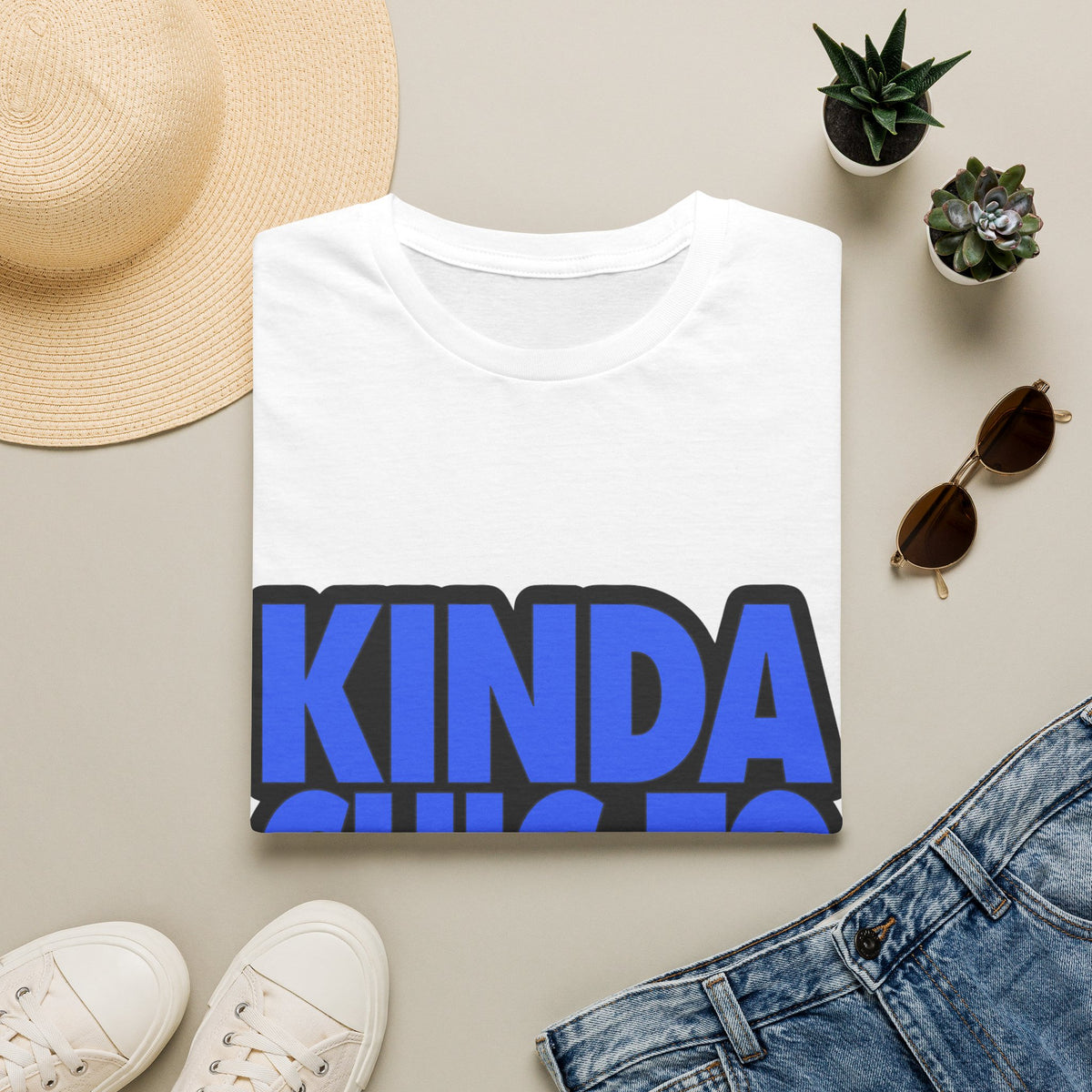 "Kinda Chic To Vanish" Bold Blue Typography Graphic Tee - Trending Now - September 2026