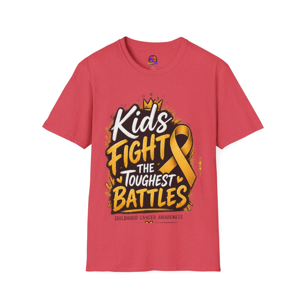 Children's Cancer Awareness T-Shirt — "Kids Fight The Toughest Battles" Gold Ribbon