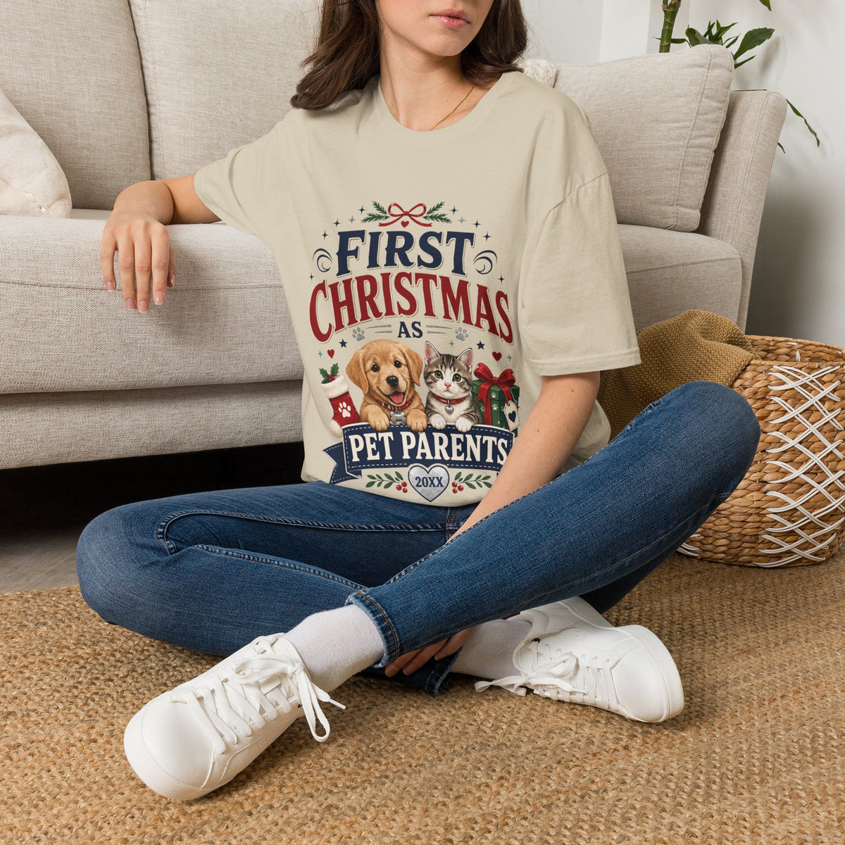 T-Shirt — "First Christmas as Pet Parents" Holiday Tee
