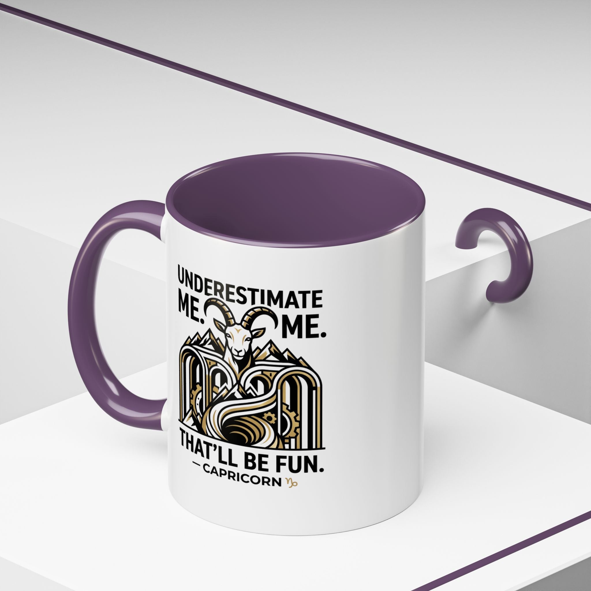 Capricorn Coffee Mug — "Underestimate Me. That'll Be Fun." Zodiac Accent Mug (11/15oz)