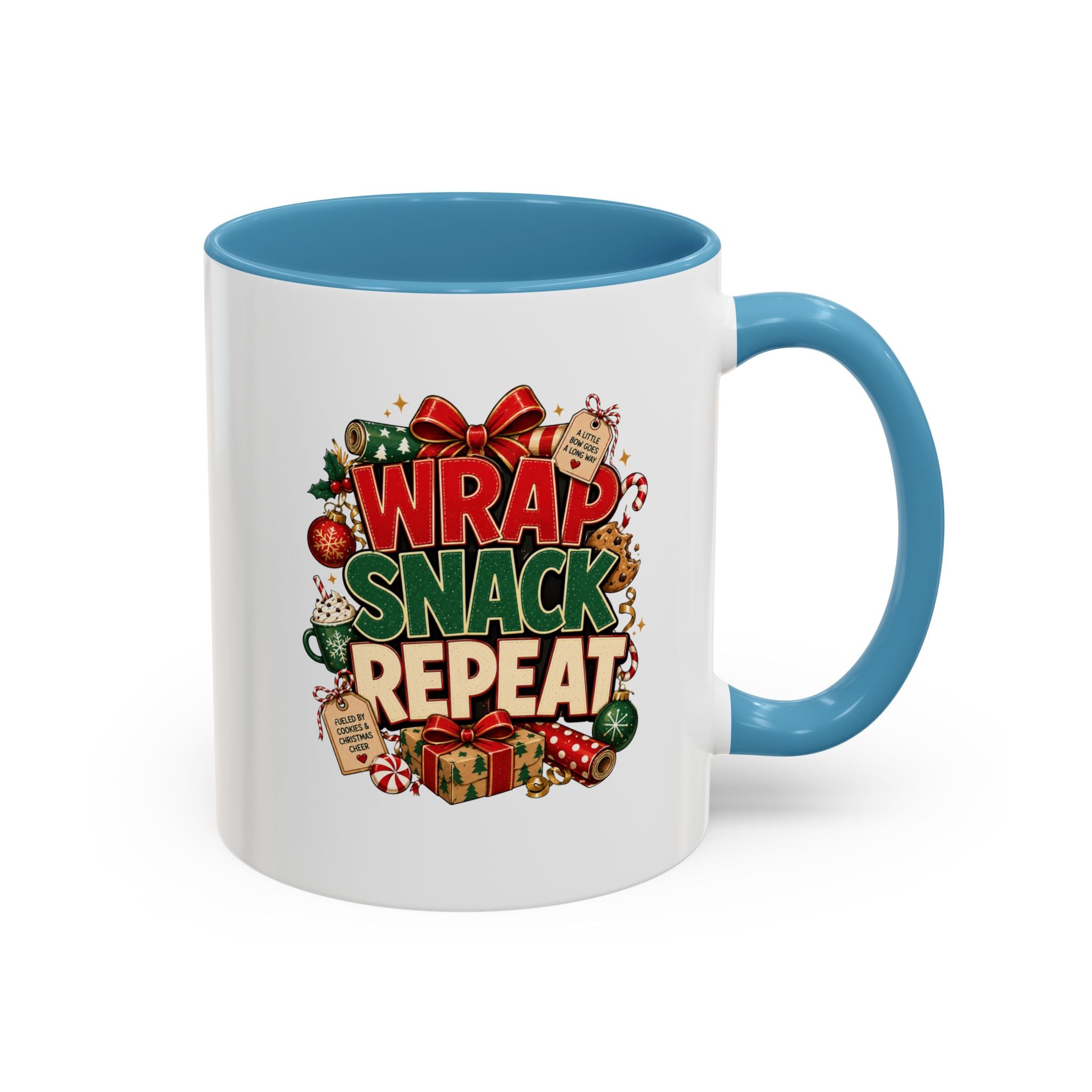 Wrap Snack Repeat Christmas Coffee Mug — Holiday Baking & Gift-Wrapping Mug