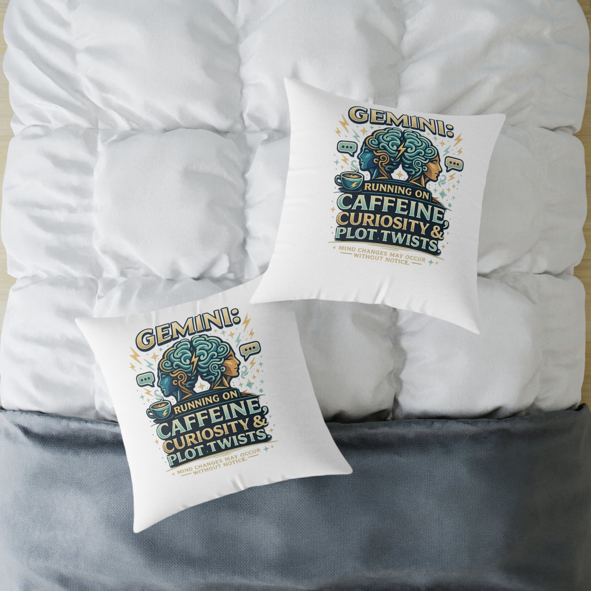 Gemini Zodiac Running On Caffeine Square Poly Canvas Pillow