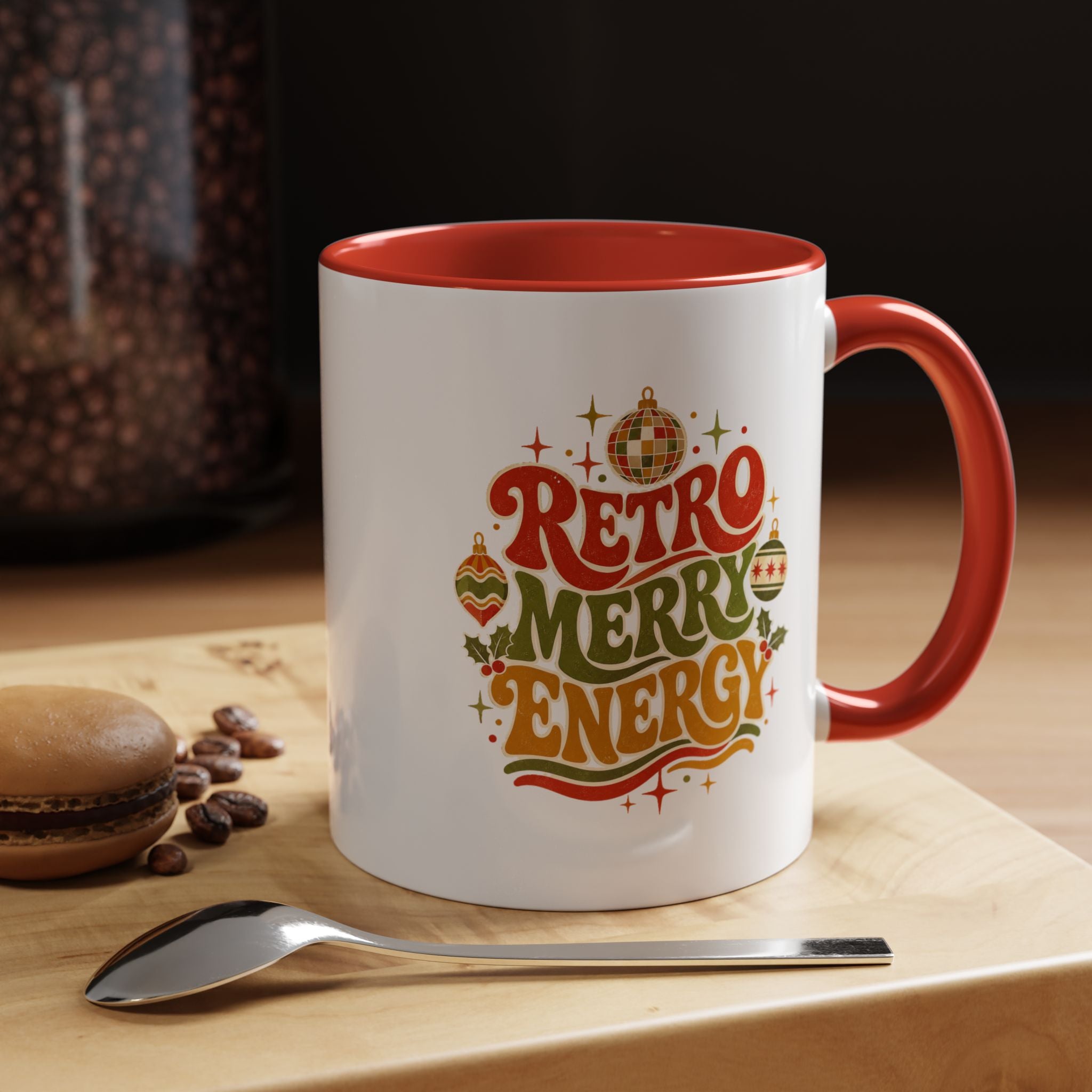 Modern Day Christmas Retro Merry Energy Coffee Mug — Festive 70s Holiday Design