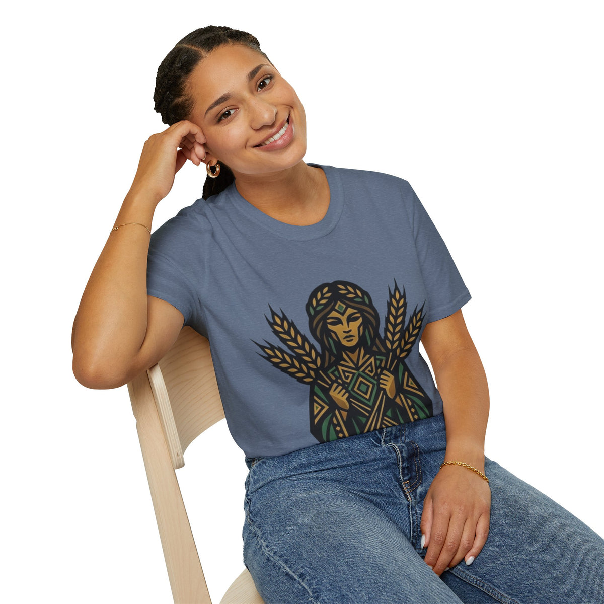 Harvest Goddess T-Shirt — Wheat Spirit Floral Pagan Shirt