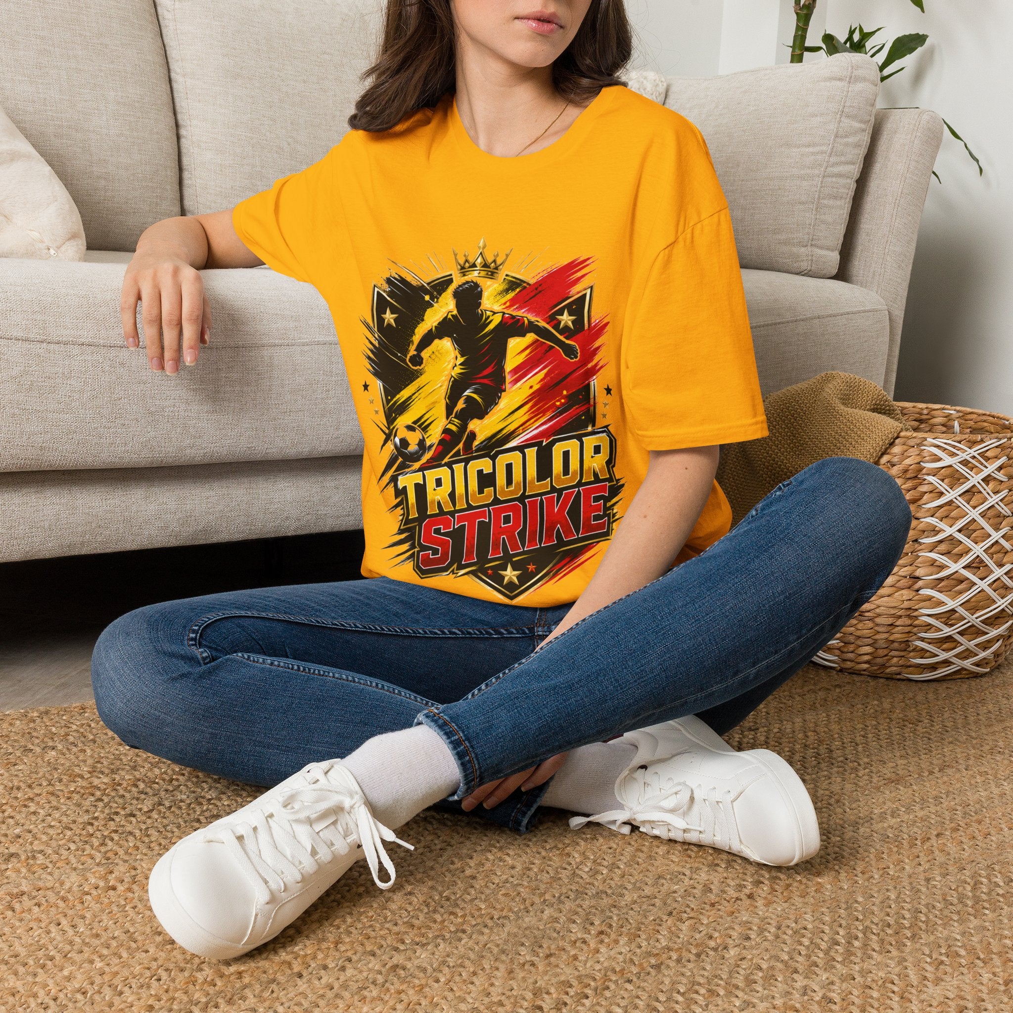 Belgium Soccer T-Shirt — 'Tricolor Strike' Graphic Jersey Tee