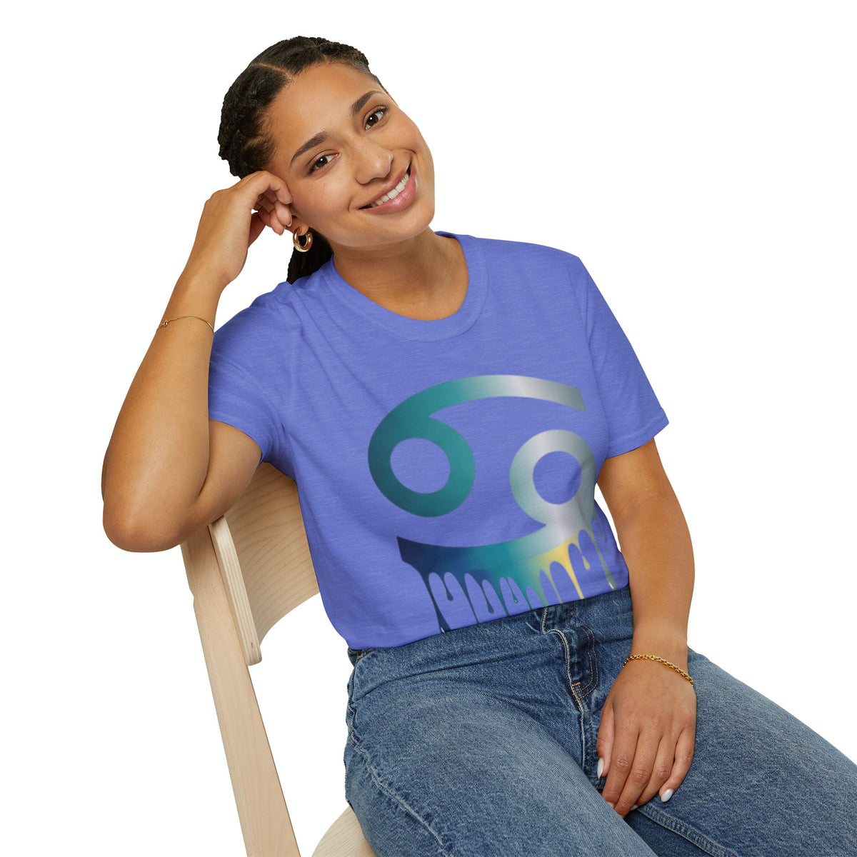 Cancer Zodiac T‑Shirt — Dripping Gradient Astrology Tee (Cancer Symbol)
