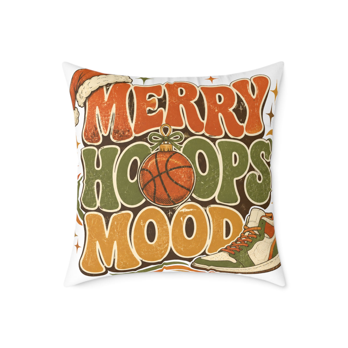 Merry Hoops Mood Modern Day Christmas Square Poly Canvas Pillow