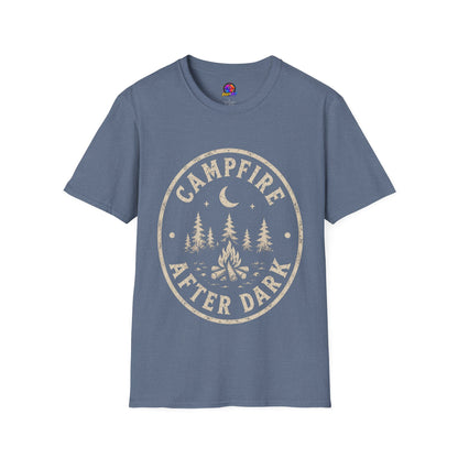 Campfire T-Shirt — 'Campfire After Dark' Vintage Moon & Trees Graphic
