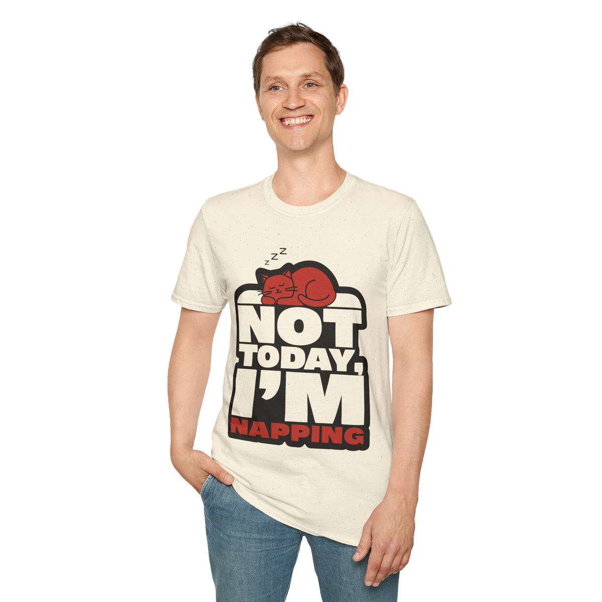 Not Today I'm Napping Orange Cat Tee - Funny Lazy Kitten Bubble Graphic T-Shirt - Trending Now - September 2026