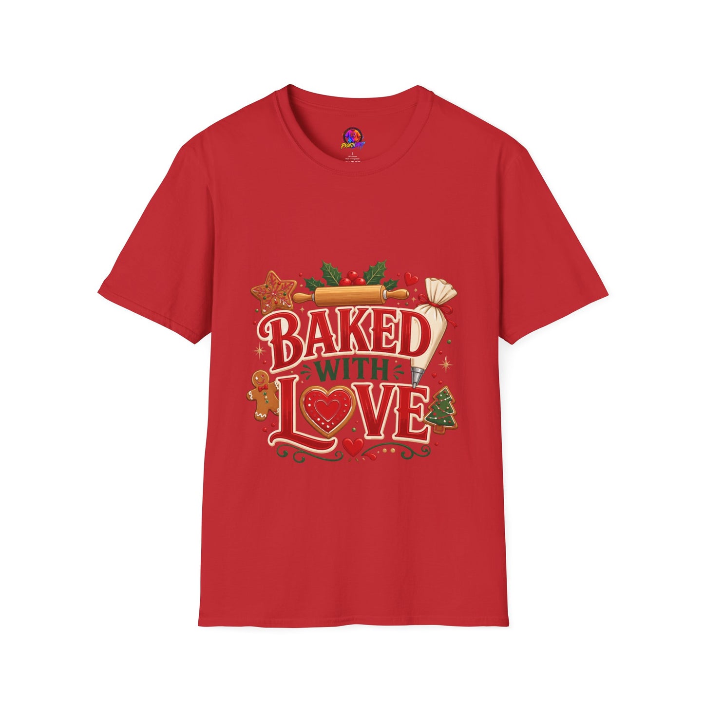 Baked With Love T-Shirt — Holiday Baking Christmas Cookie Chef Tee