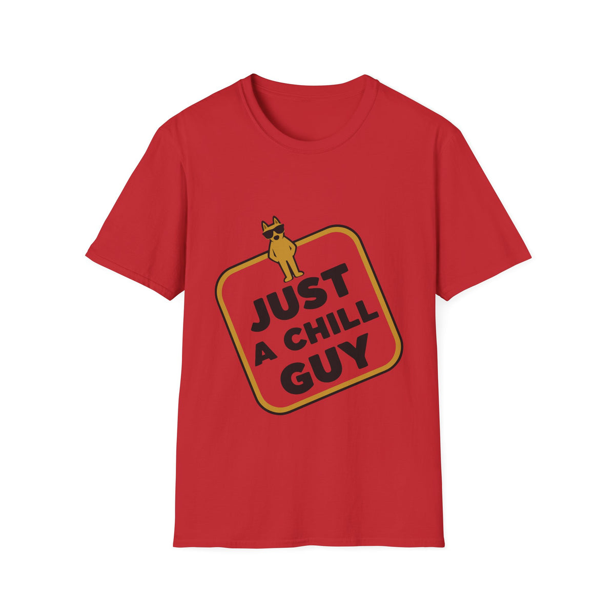 Just A Chill Guy Gold Block Badge T-Shirt - Viral Meme Mascot Tee - Trending Now - September 2026