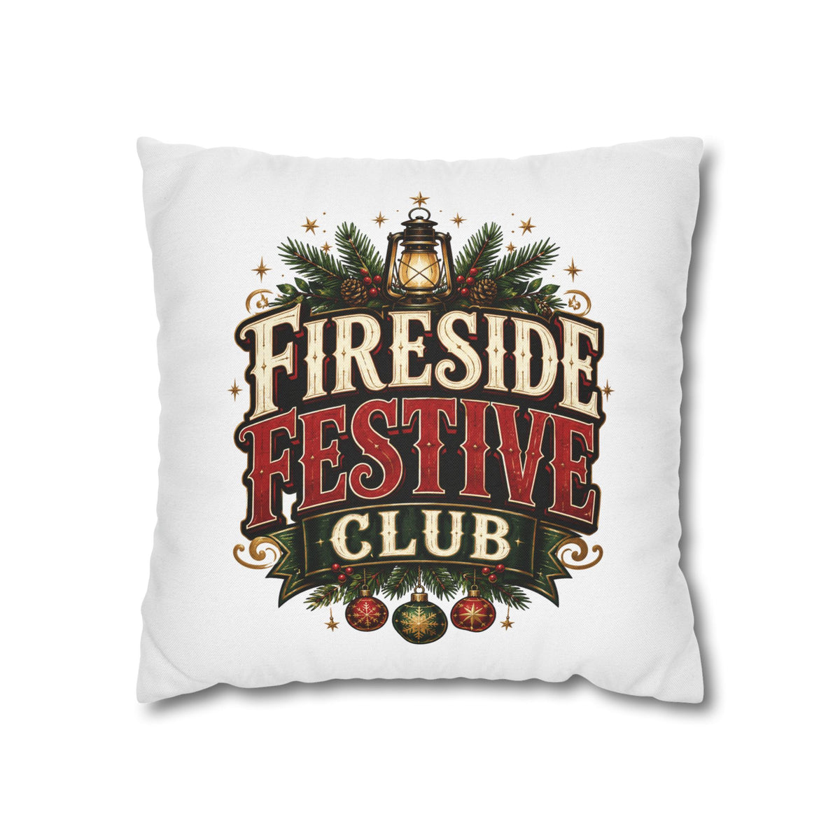 Christmas Fireside Festive Club Holiday Throw Pillowcase