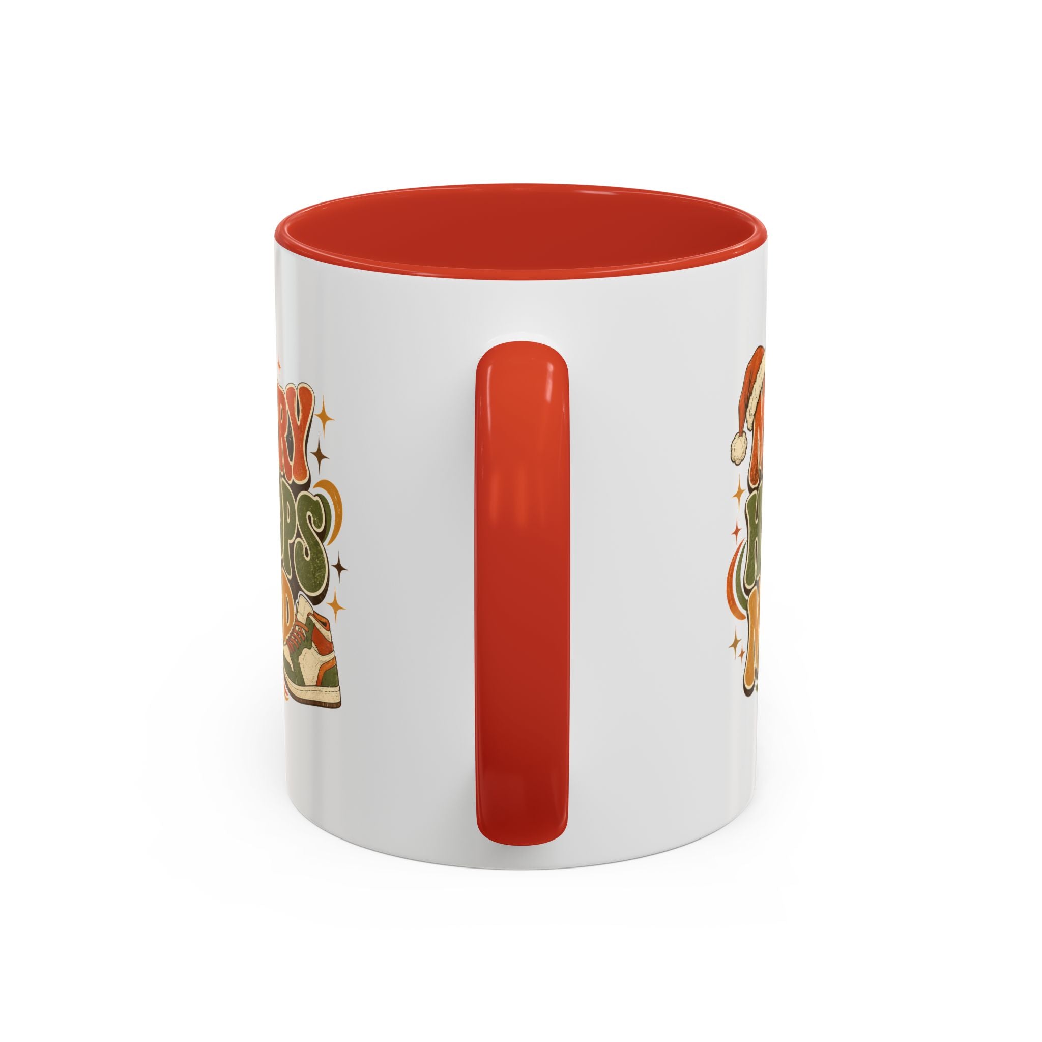 Modern Day Christmas Merry Hoops Mood Accent Coffee Mug — Retro Basketball Christmas Design