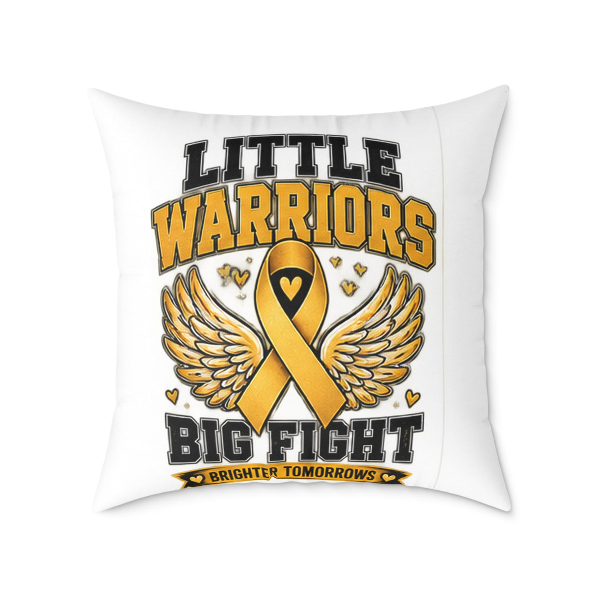 Child Cancer Awareness Pillow – "Little Warriors Big Fight" Square Throw Pillow
