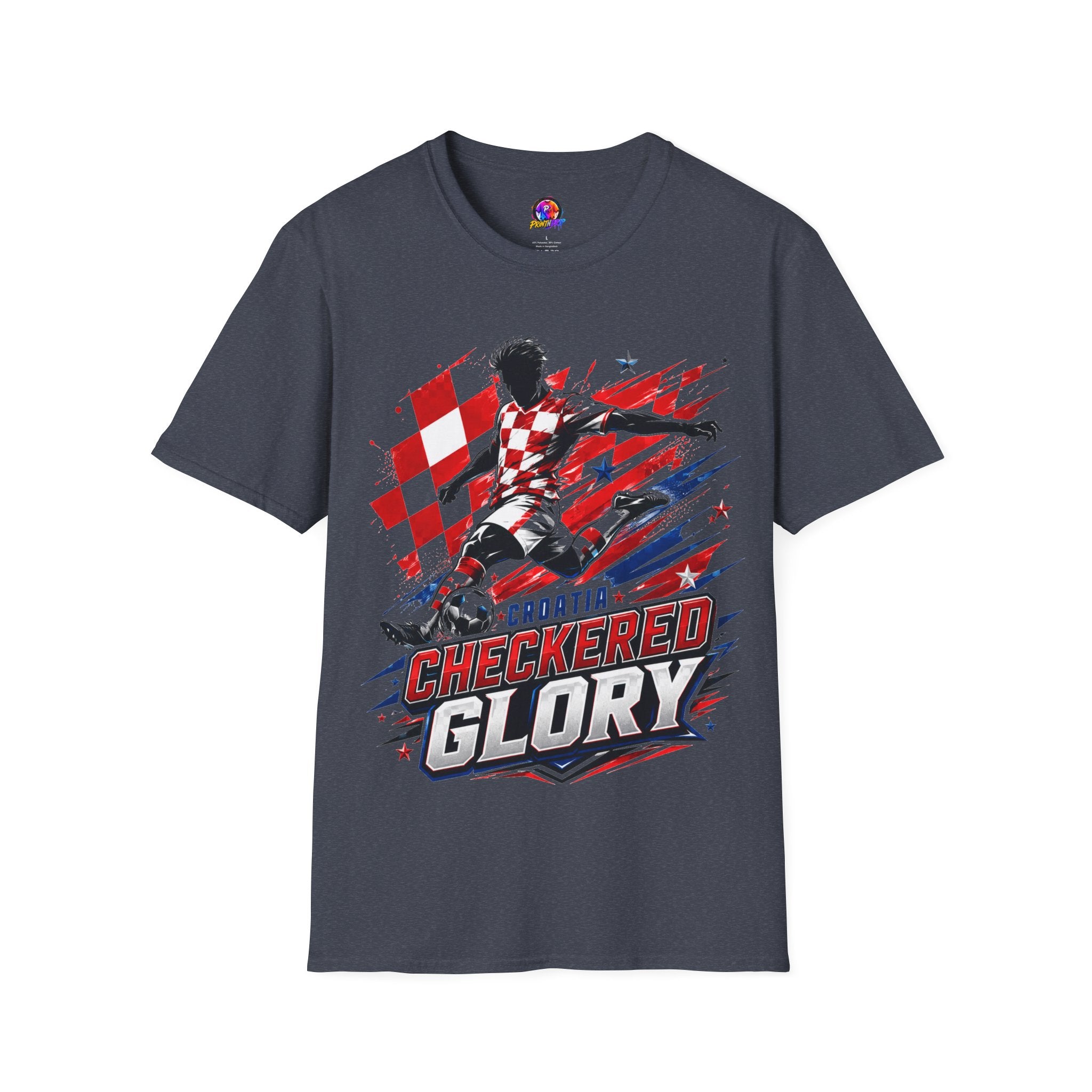 Checkered Glory T-Shirt — Croatia Soccer Fan Tee