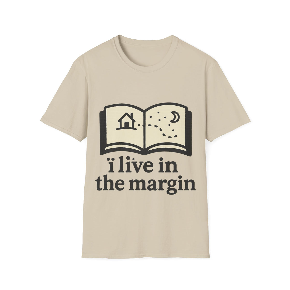"I Live In The Margin" Bookworm Tee | Cute Celestial Book Graphic T-Shirt - Trending Now - September 2026