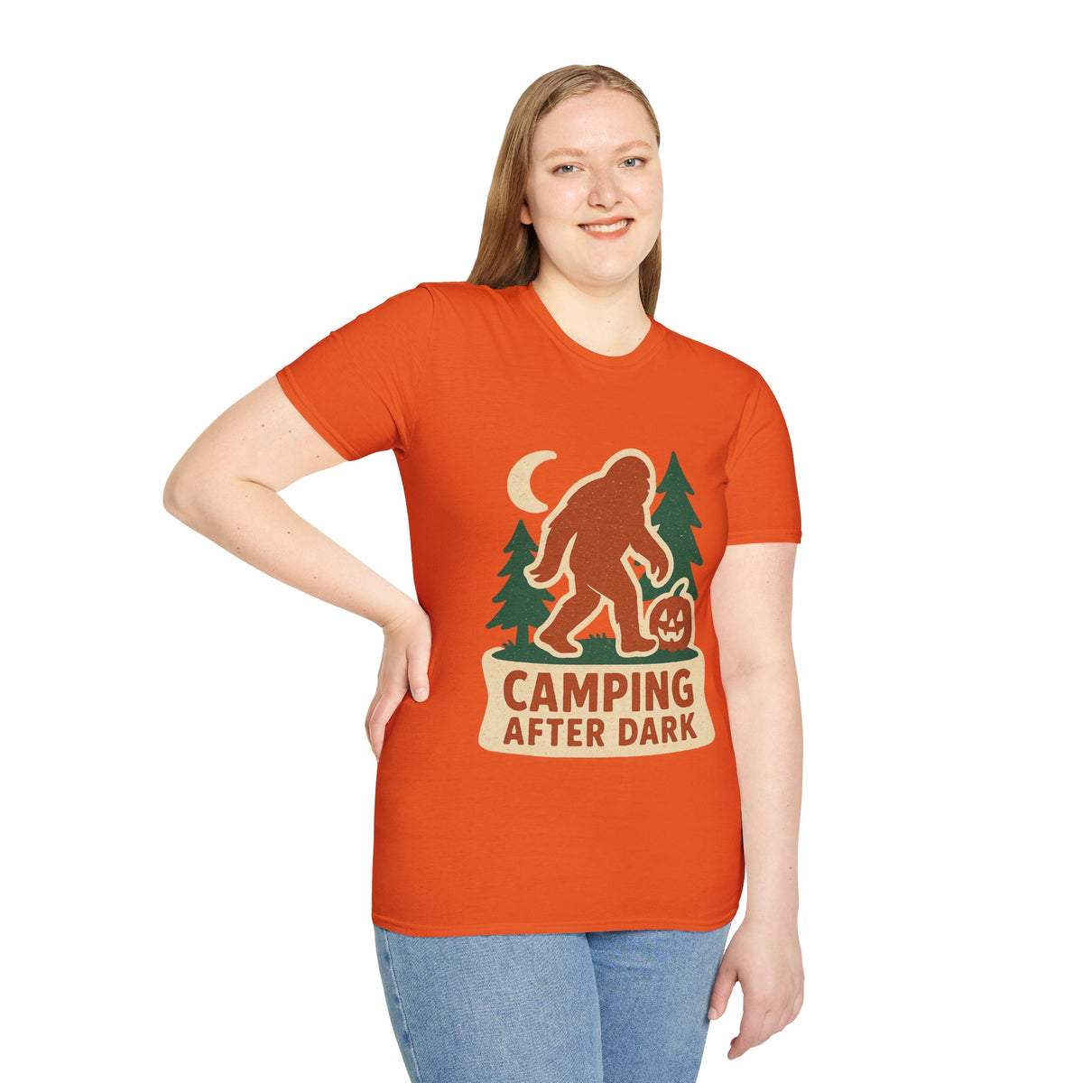 Camping After Dark T‑Shirt — Retro Bigfoot Camp Graphic Tee - Trending Now - August 2026
