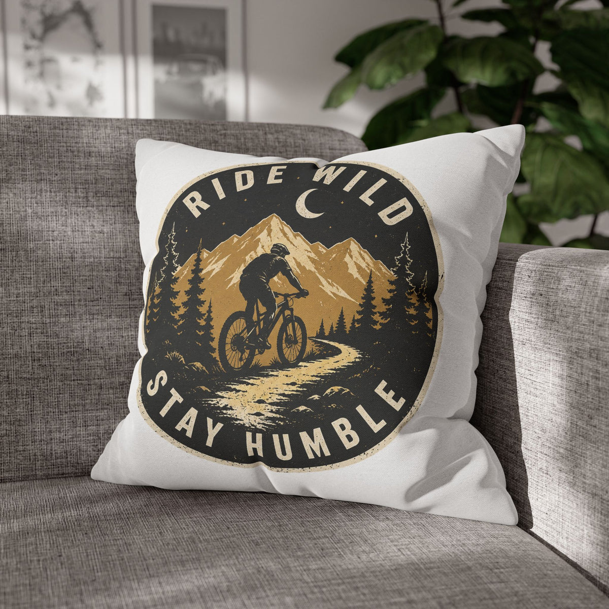 Ride Wild Stay Humble Mountain Biker Pillowcase Milo Bailey Dog Dad Mom