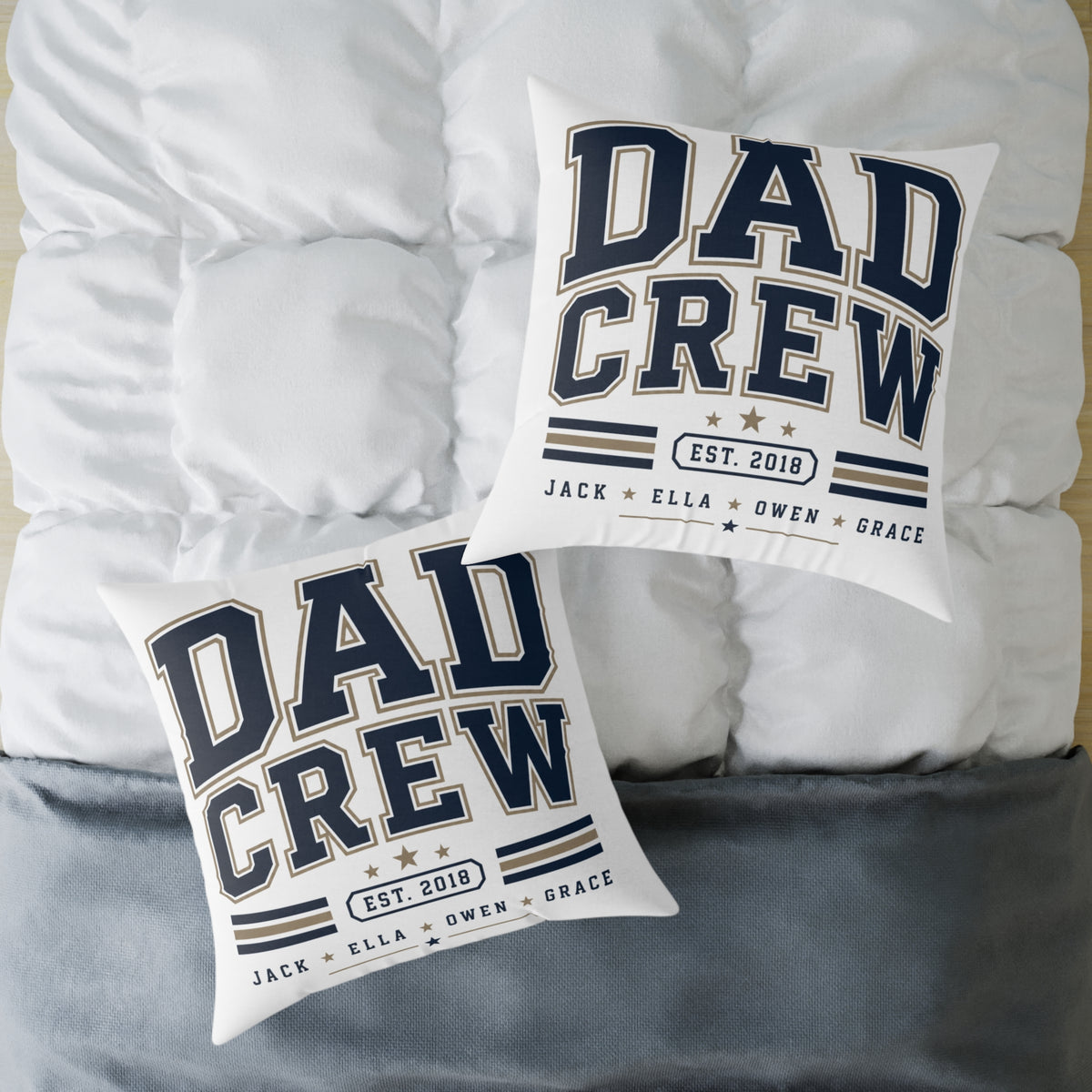 Dad Crew Square Pillow Milo Bailey Dog Dad Mom— Personalized Family Name & Est. Year Accent Pillow