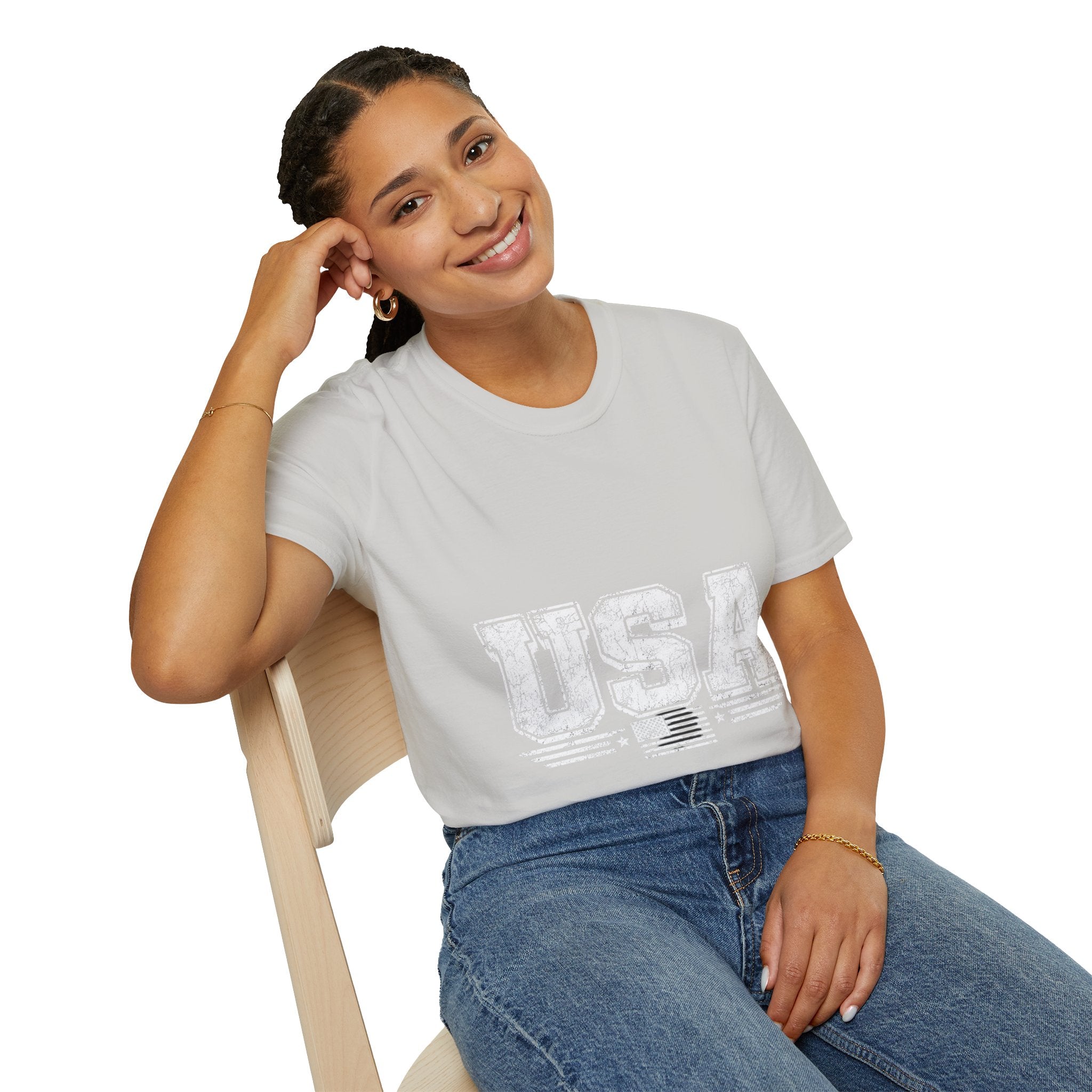 USA Vintage Block T-Shirt — Patriotic Americana Graphic Tee