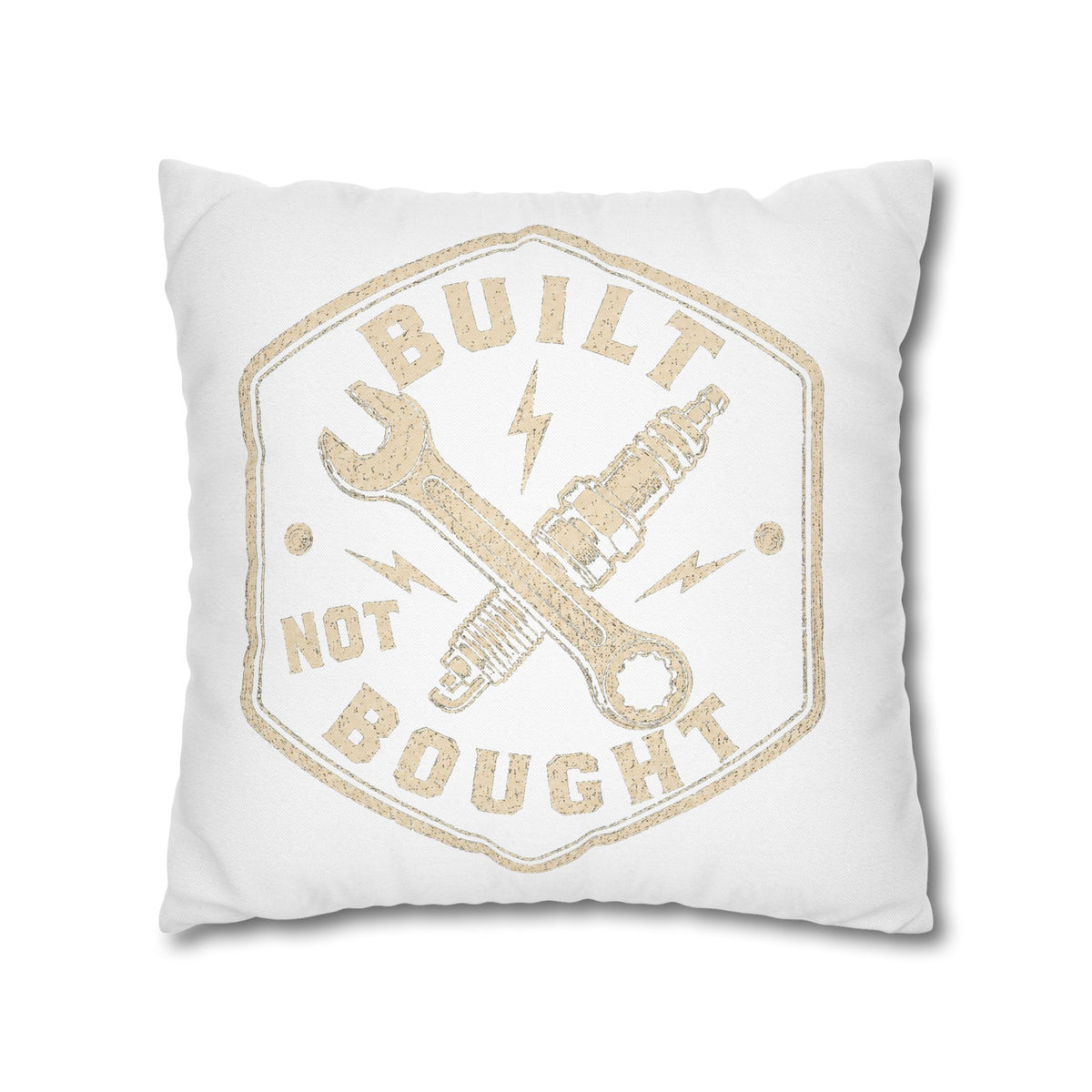 Built Not Bought Decorative Pillowcase –Milo Bailey Dog Dad Mom  Mechanic Wrench & Spark Plug Accent Cushion Cover