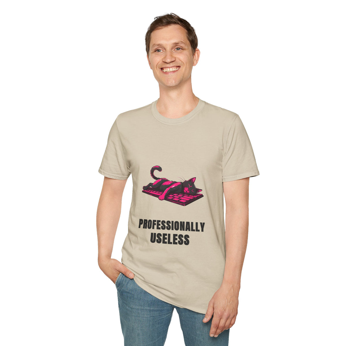 T‑Shirt — 'Professionally Useless' Relaxed Cat Graphic Tee - Trending Now - August 2026