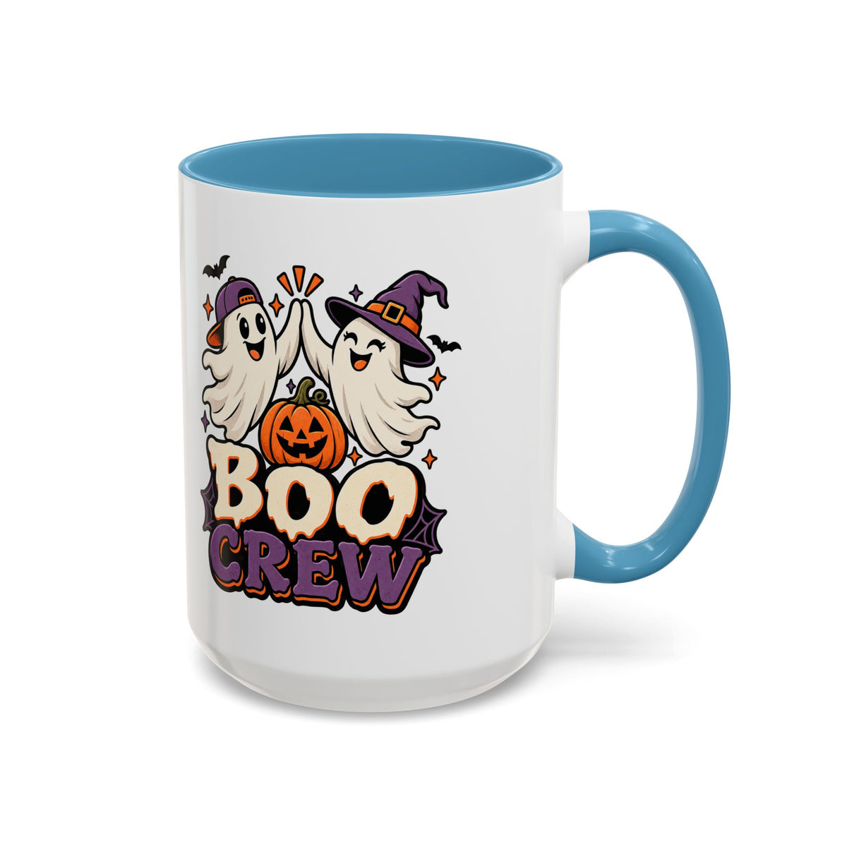 Boo Crew Halloween Accent Coffee Mug — Cute Ghosts & Jack-O'-Lantern Design (11/15 oz)