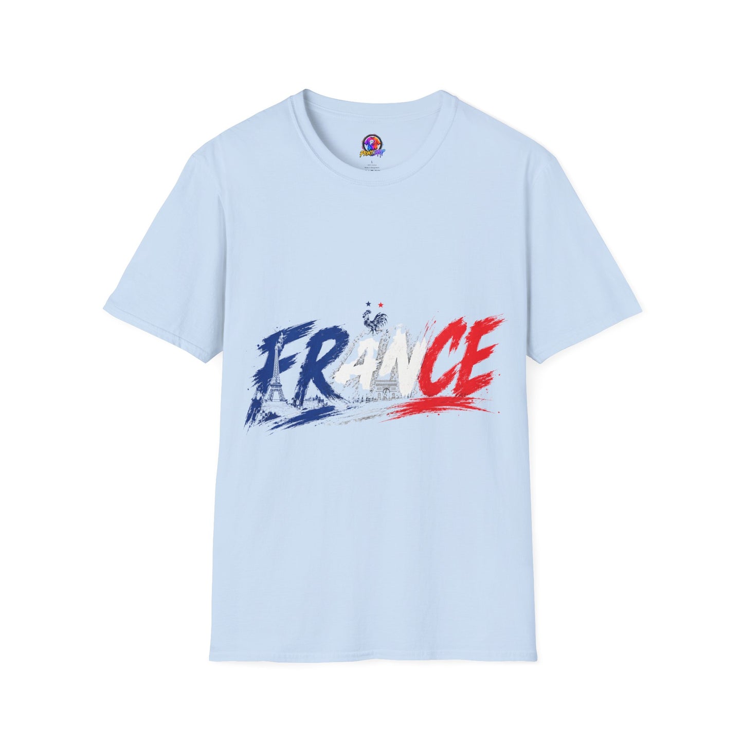 France Brushstroke Graphic T-Shirt — Tricolor Soccer/Travel Fan Tee