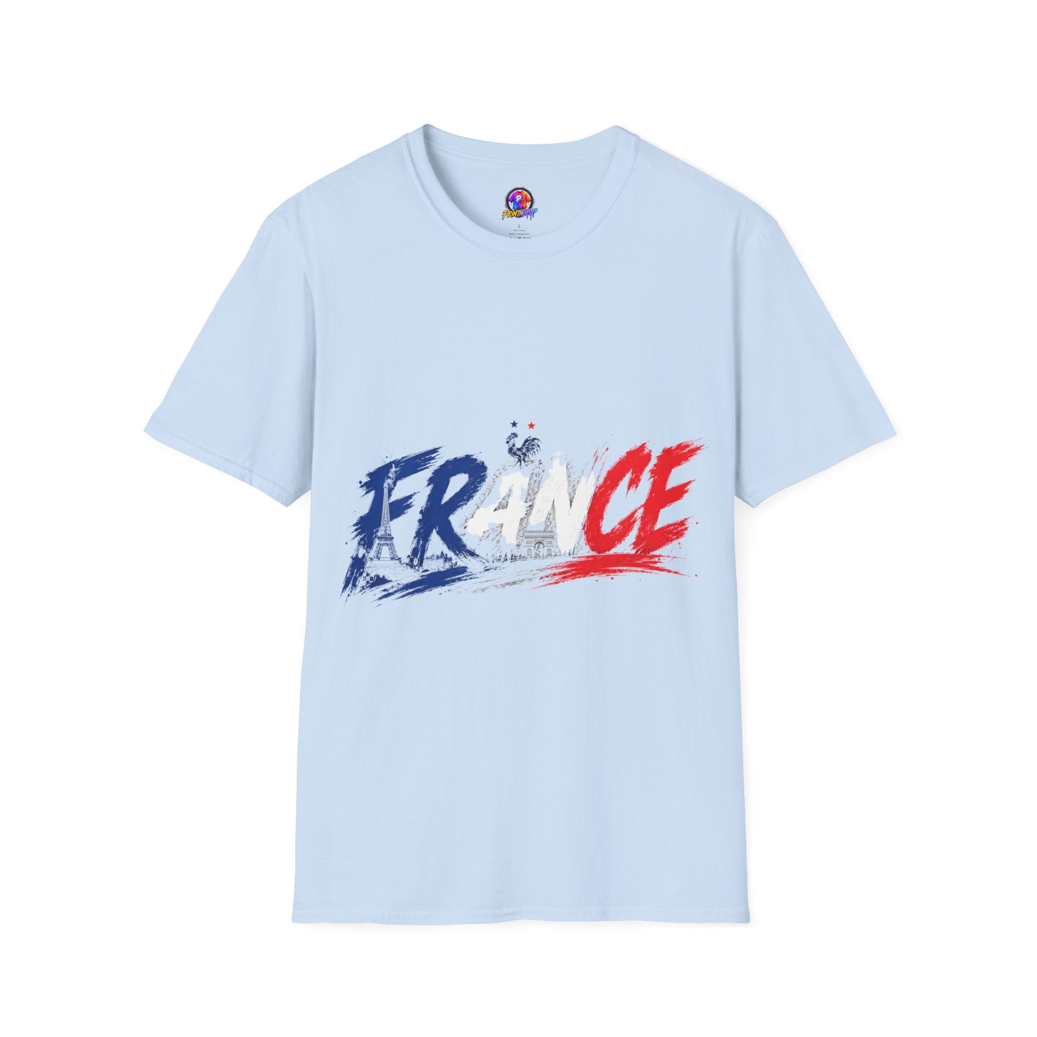 France Brushstroke Graphic T-Shirt — Tricolor Soccer/Travel Fan Tee