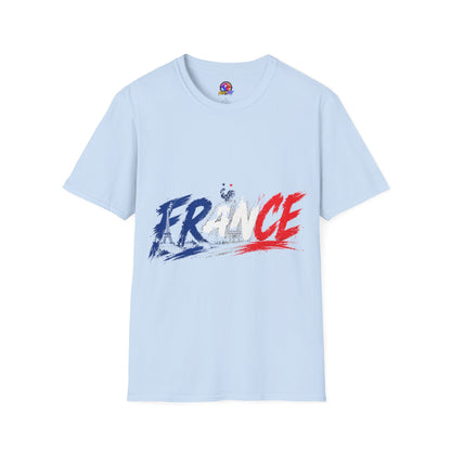 France Brushstroke Graphic T-Shirt — Tricolor Soccer/Travel Fan Tee
