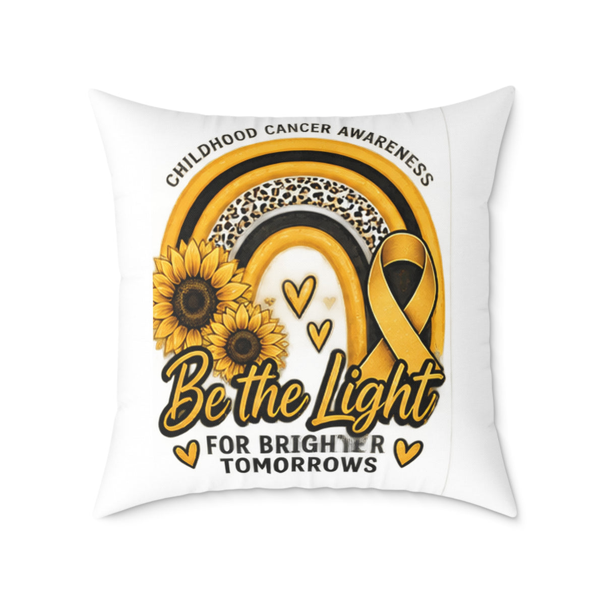 Childhood Cancer Awareness Pillow — “Be the Light for Brighter Tomorrows” Square Throw Pillow