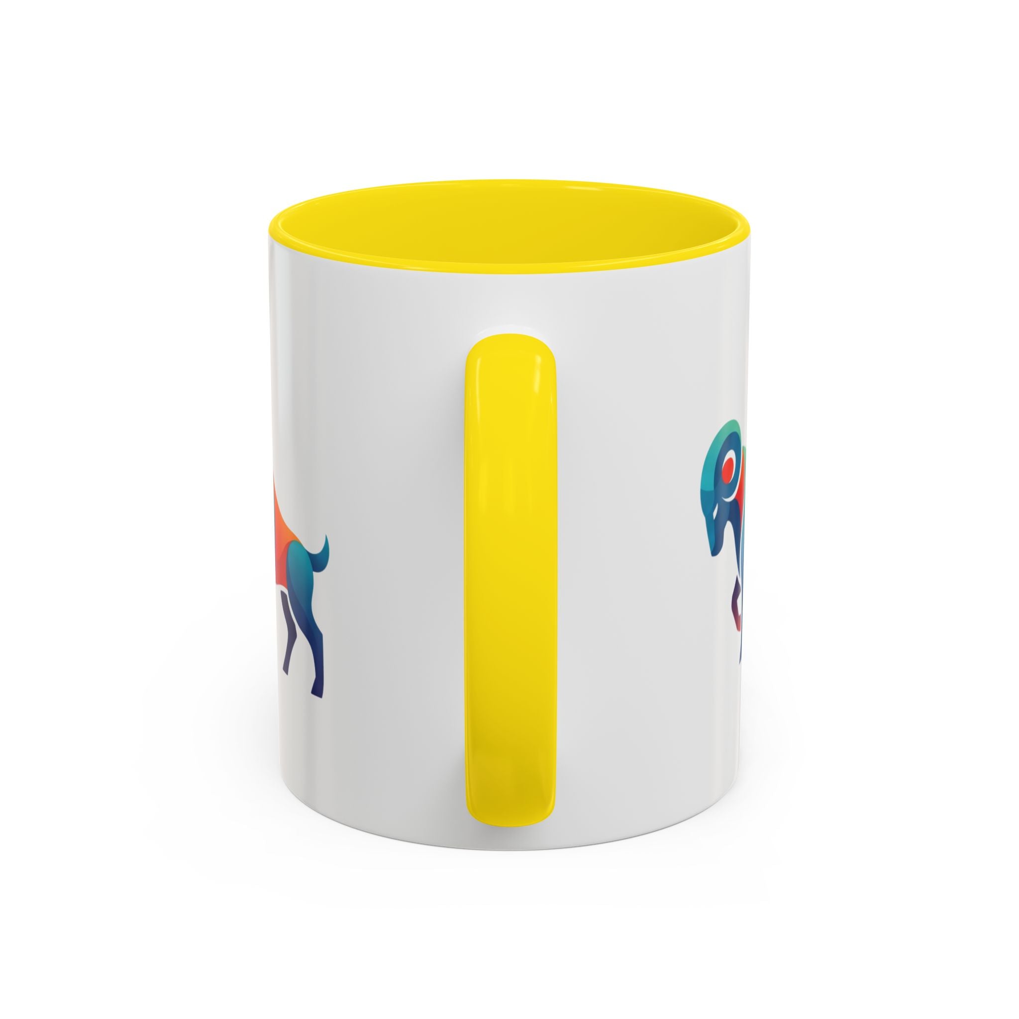 Colorful Ram Accent Coffee Mug — Geometric Zodiac Aries Design