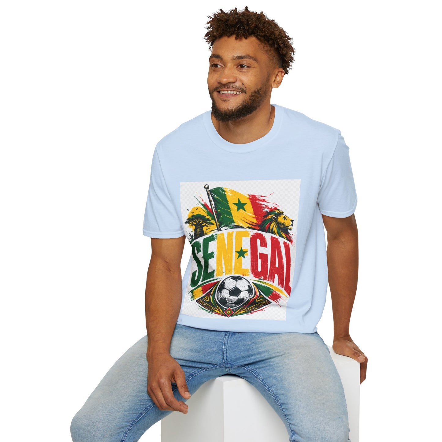 Senegal Flag Soccer T-Shirt — Lion & Football Pride Tee