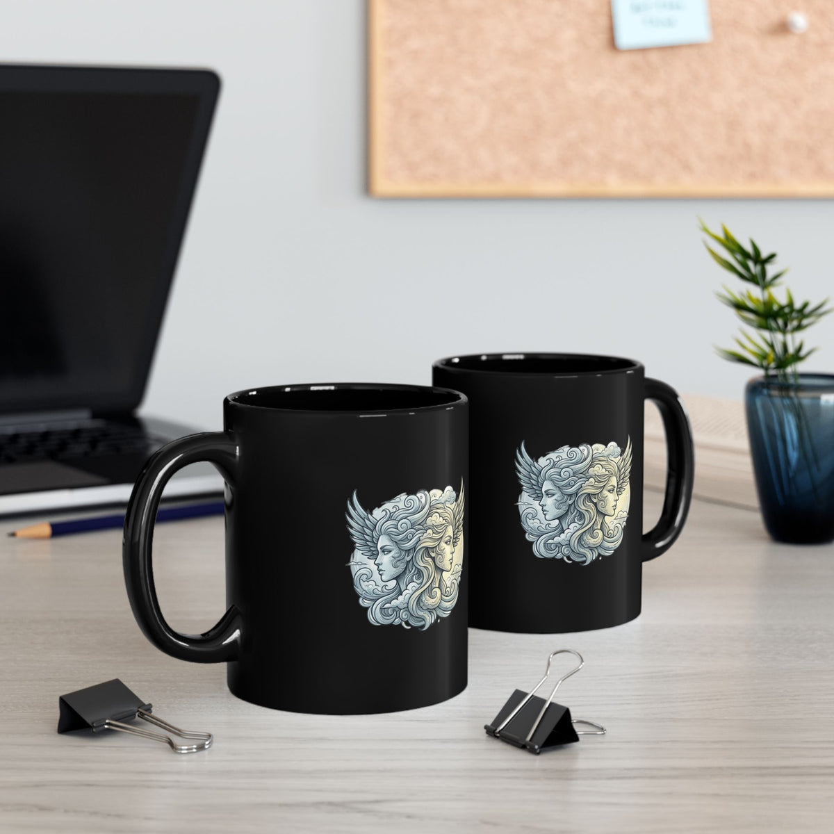 Gemini Zodiac Black Mug