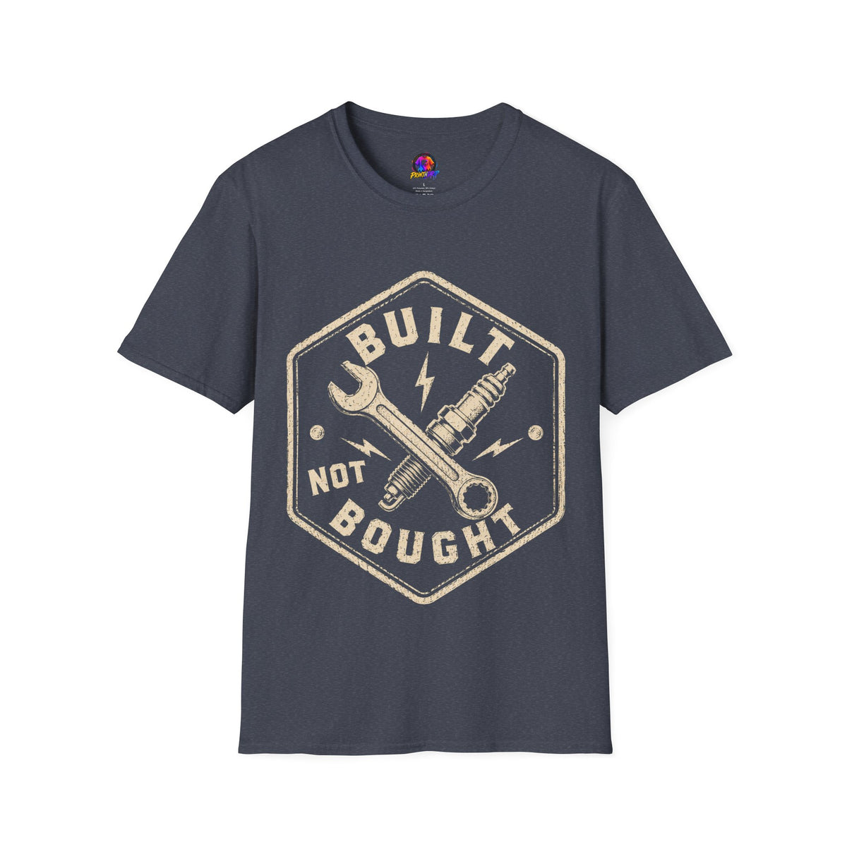 Built Not Bought T-Shirt — Vintage Mechanic Wrench & Spark Plug Tee