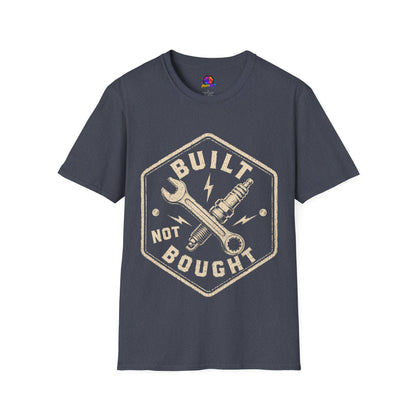 Built Not Bought T-Shirt — Vintage Mechanic Wrench & Spark Plug Tee