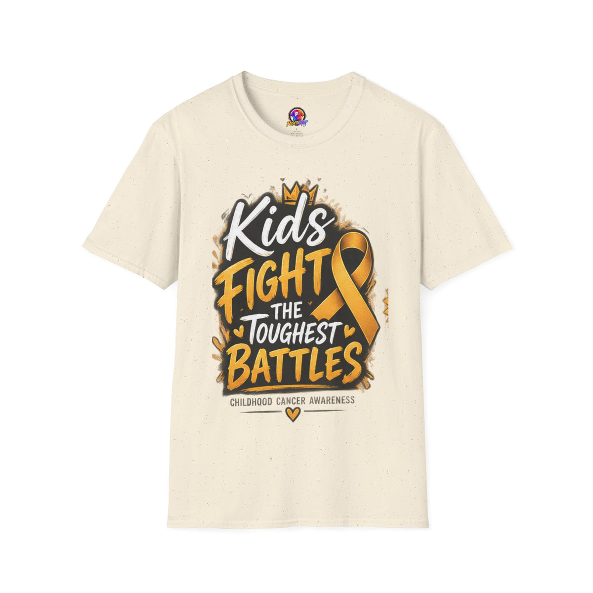 Childhood Cancer Awareness T-Shirt — "Kids Fight the Toughest Battles" Gold Ribbon
