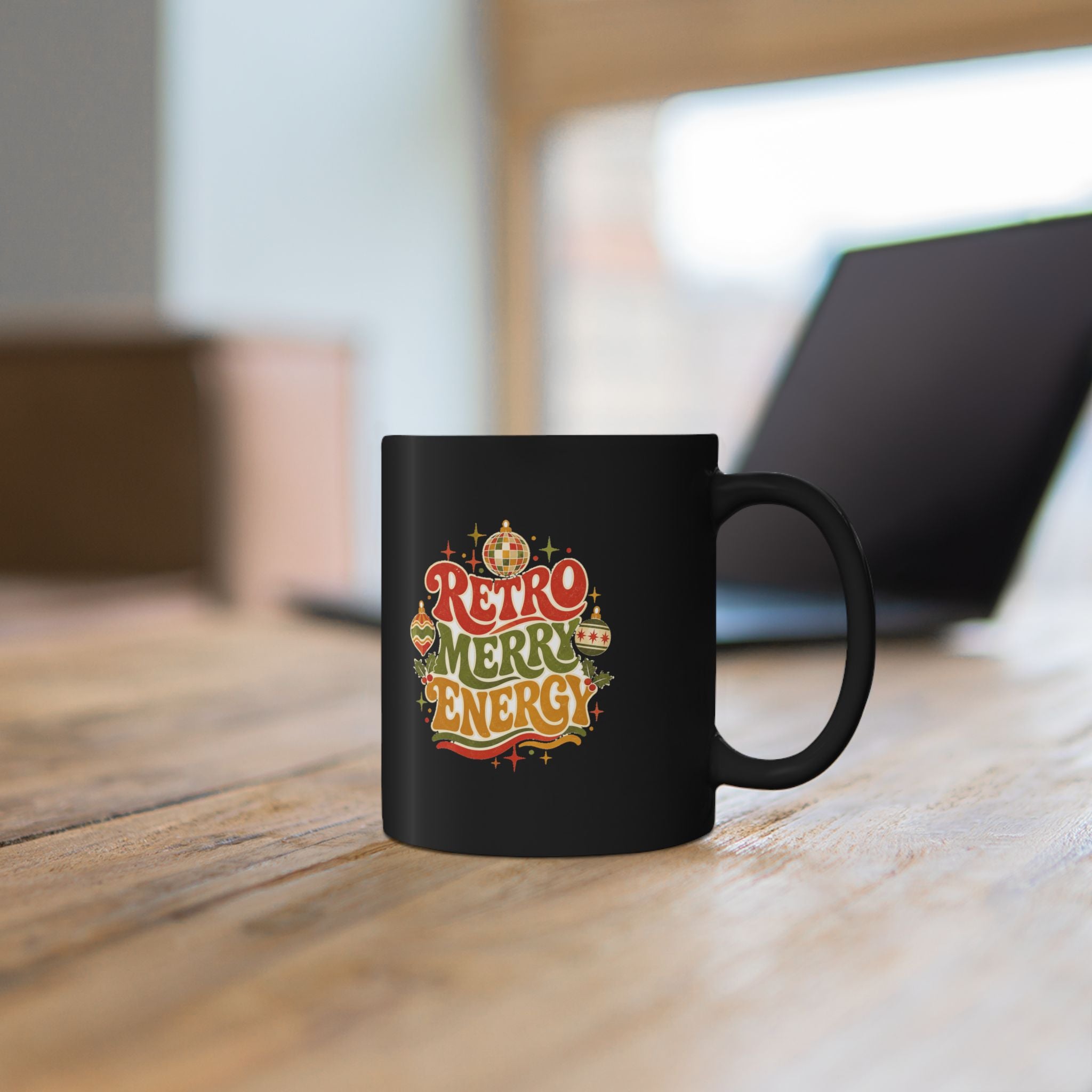 Modern Day Christmas Retro Merry Energy Mug — Vintage Christmas Coffee Cup