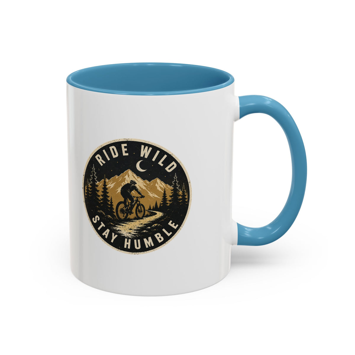 Milo Bailey Dog Dad Mom Ride Wild Stay Humble Accent Coffee Mug — Mountain Biking Adventure Travel Gift
