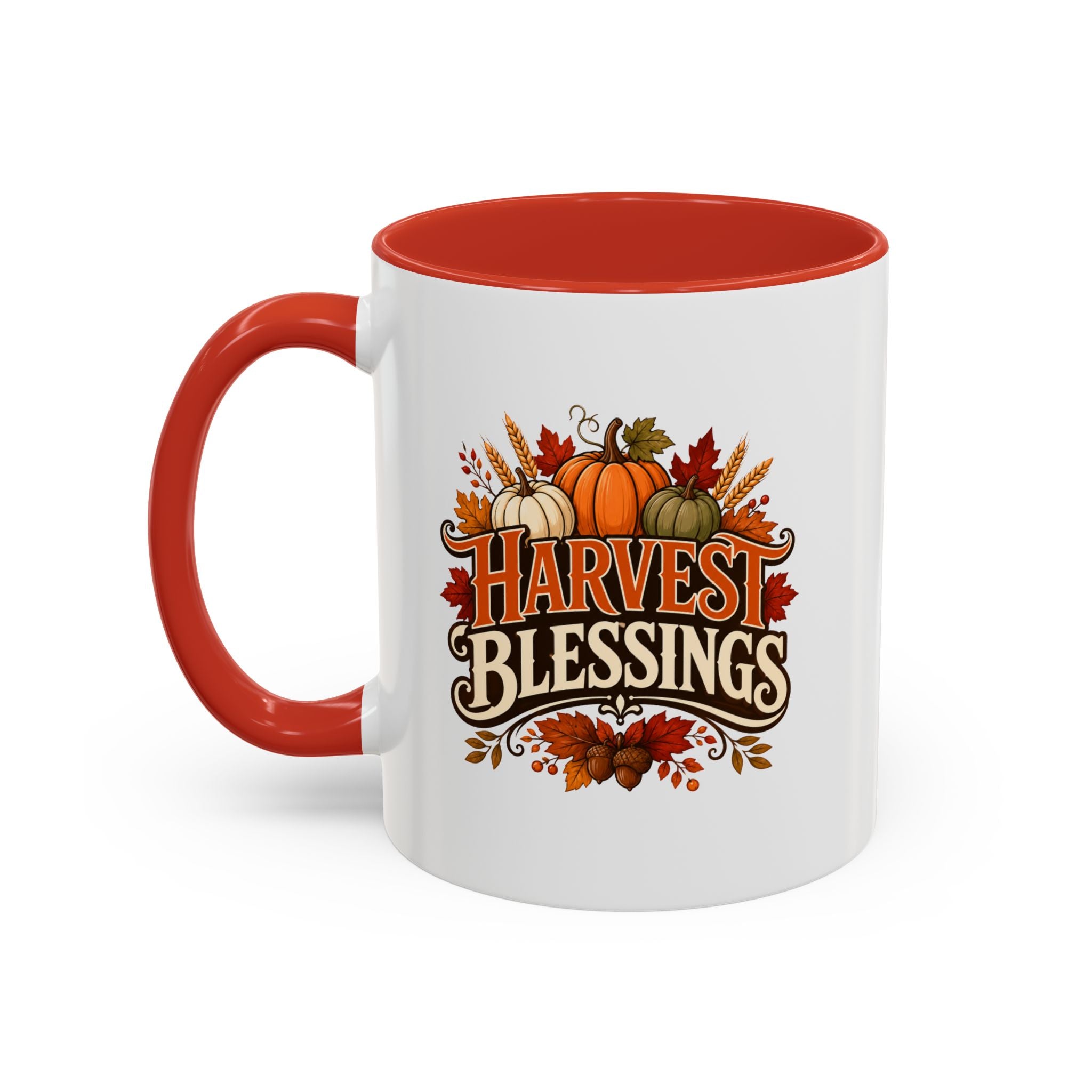 Thanksgiving Mug Harvest Blessings Coffee Mug — Thanksgiving Pumpkin Accent Mug