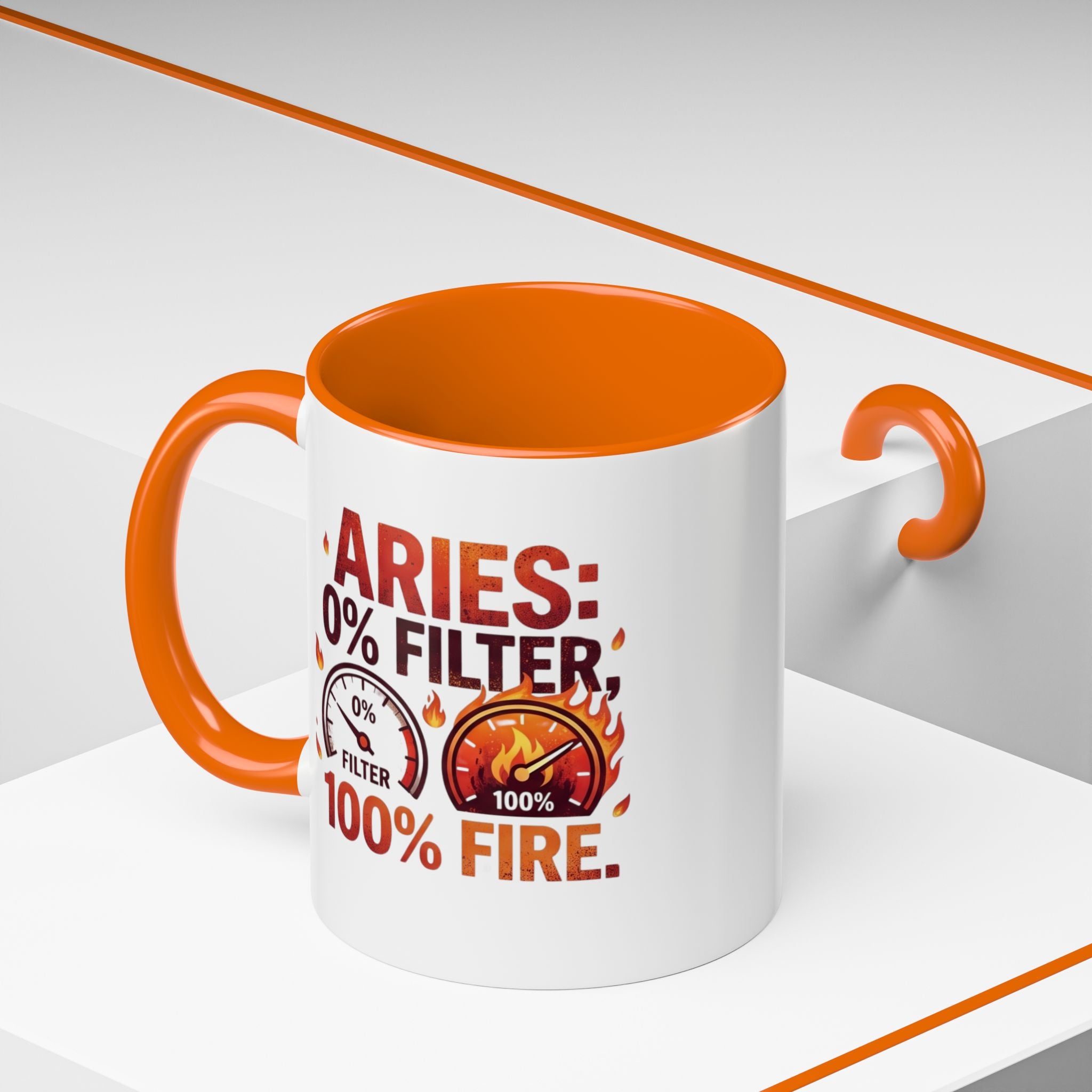 Aries Coffee Mug — "0% Filter, 100% Fire" Zodiac Astrology Mug