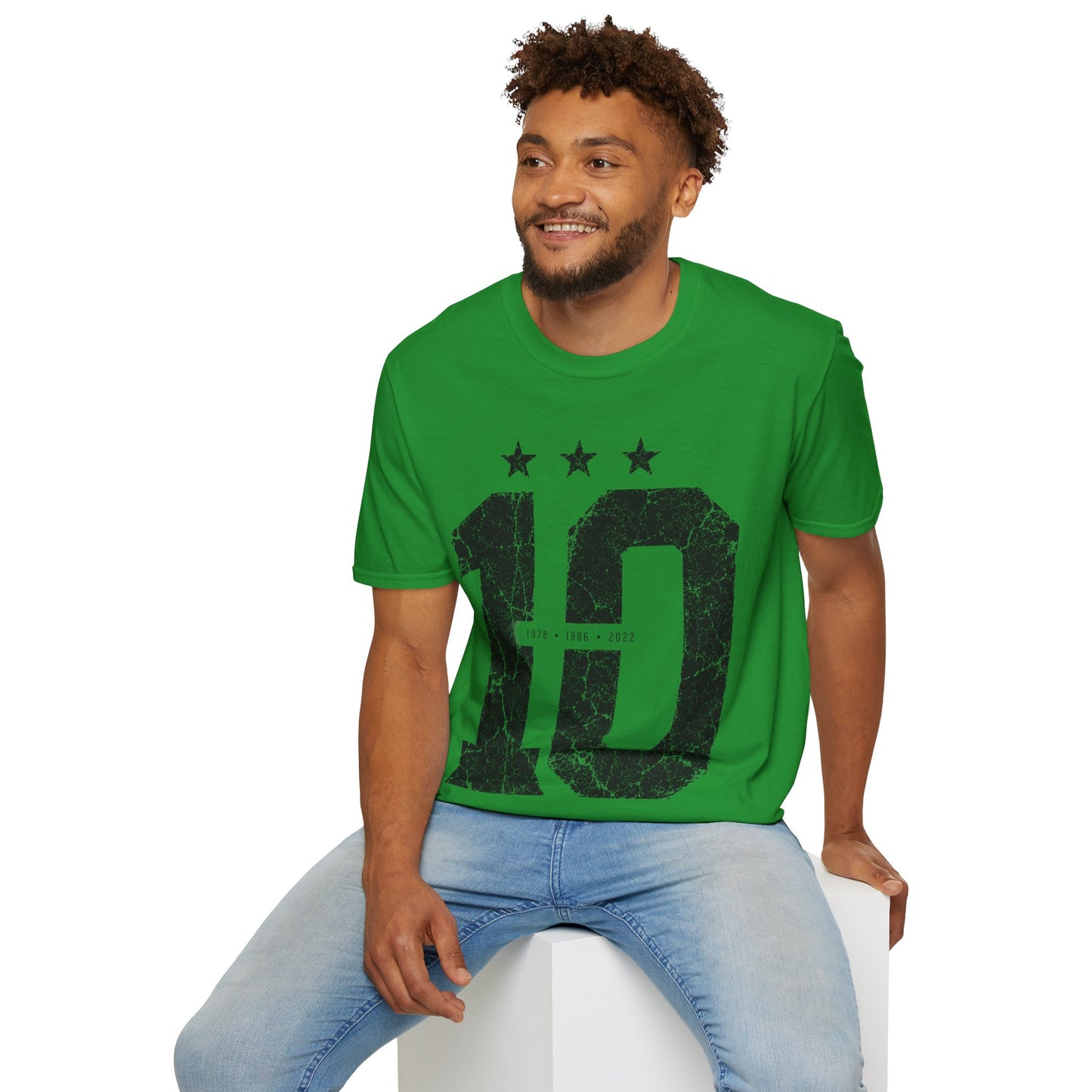 Vintage Argentina Worldcup winning No. 10 Jersey T-Shirt — Distressed Number Tee with Three Stars