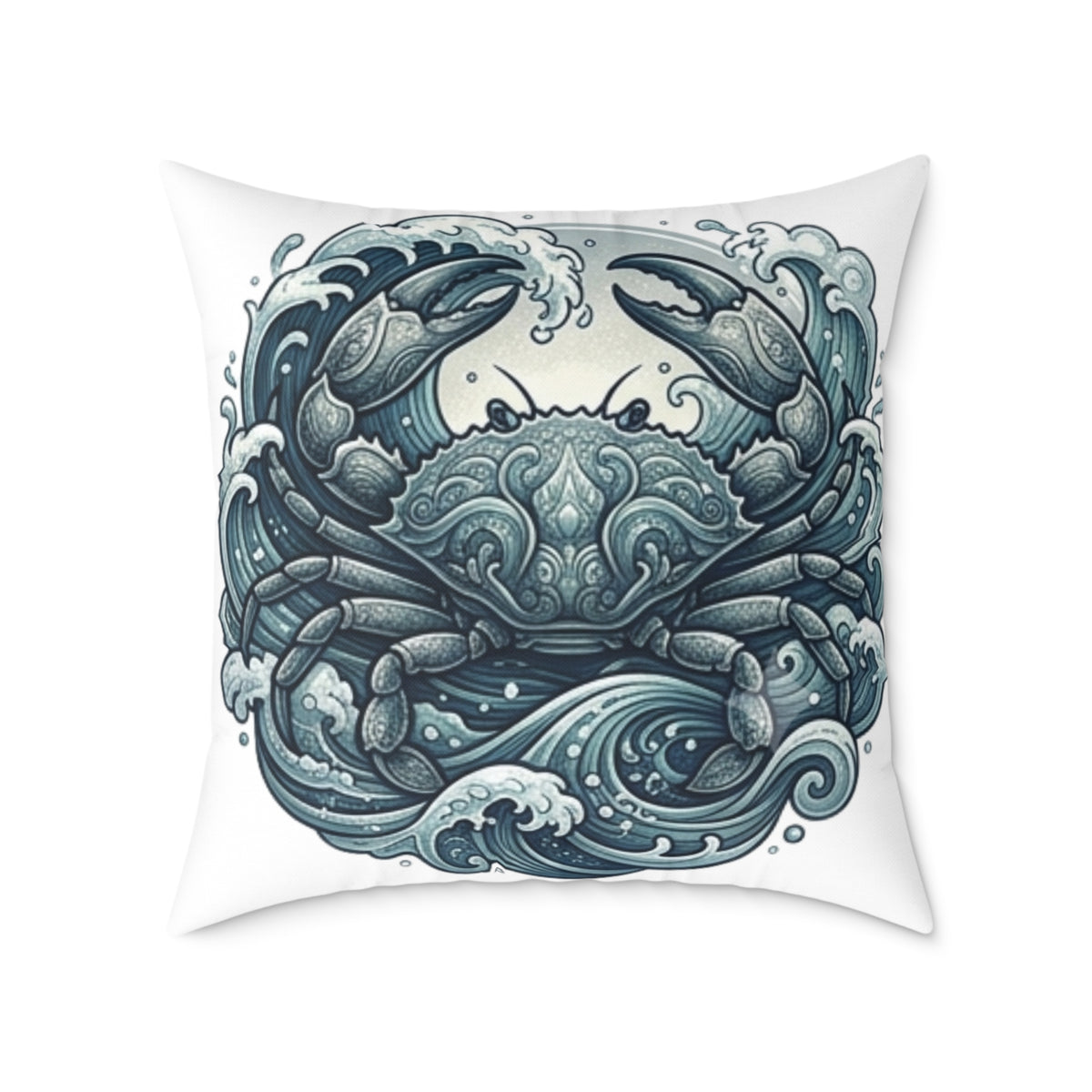 Cancer Zodiac Crab Ocean Art Pillow — Nautical Decorative Throw Pillow