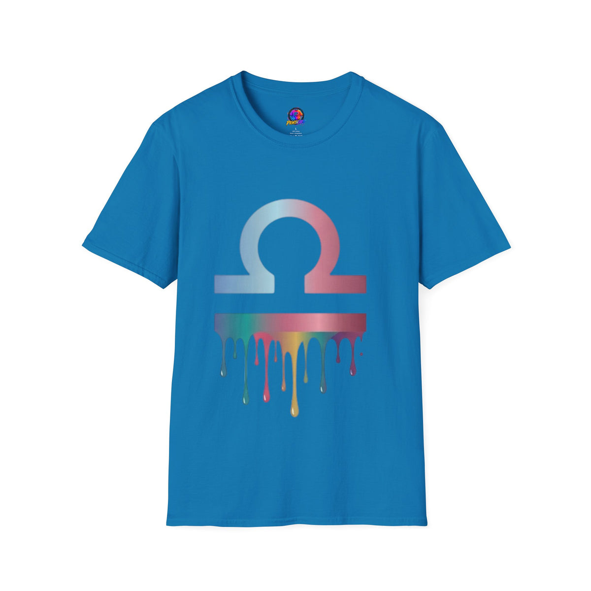 Libra Zodiac Omega Symbol T‑Shirt — Pastel Gradient Drip Graphic Shirt